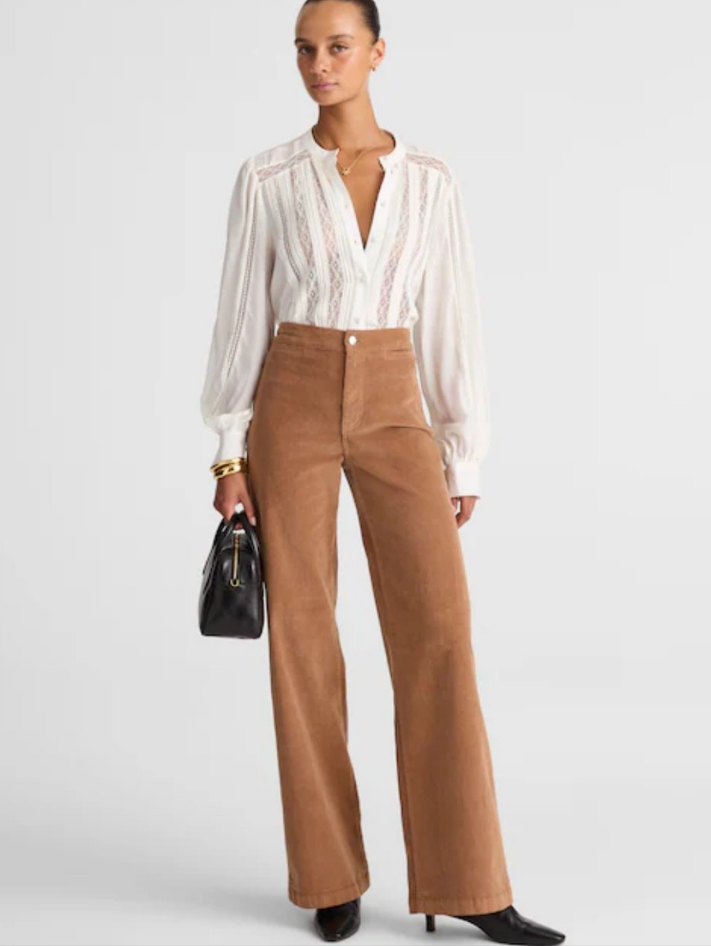 New Madewell The Wide-Leg Pant In Corduroy Toasted Umber Super Stretch Size 29